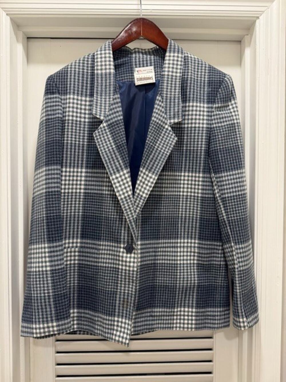 Vintage 1980's Country Suburbans Plaid Blazer Size 10 Made in USA Old Money